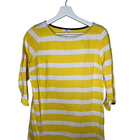 Crown & Ivy Women’s M Yellow White Stripe Tunic Top or Mini Dress Cotton 33” - Picture 2 of 12